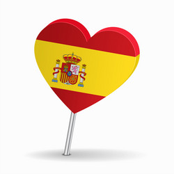 spanish flag heart-shaped map pointer layout vector image