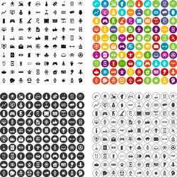 100 robot icons set variant vector