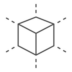 3d modeling cube thin line icon square model vector image