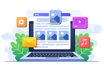 search results from engine displayed vector image