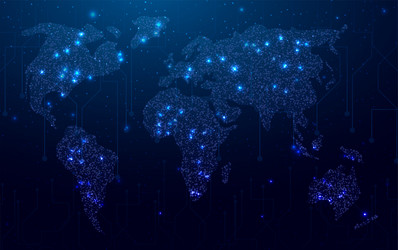 wireframe polygonal shield with globe map cyber vector image