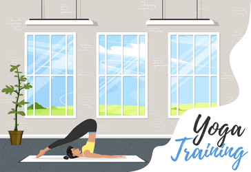 Yoga training banner in flat style vector