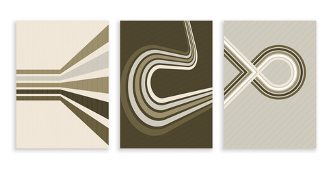 Set of retro style stripes lines design background