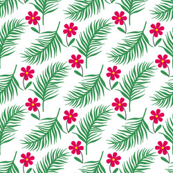 bright hibiscus flowers with palm branches Vector Image