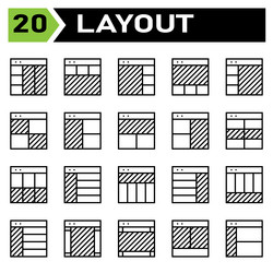 layout icon set include grid dashboard vector image