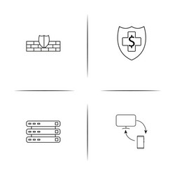 internet security simple linear icons set vector image