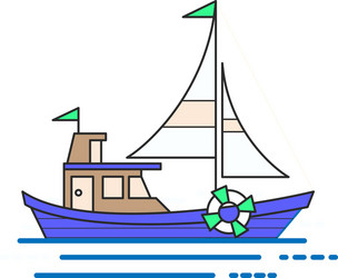 Cool line art flat design boat web icon vector