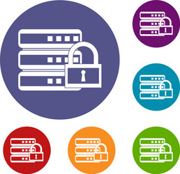 Database with padlock icons set vector