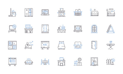 furnishings line icons collection sofas chairs vector