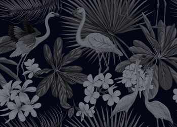 seamless pattern background with tropical plants Vector Image