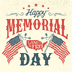 Vintage Memorial Day Greeting Card vector image