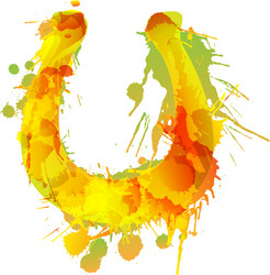 horseshoe made colorful grunge splashes vector