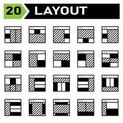 layout icon set include grid dashboard vector image