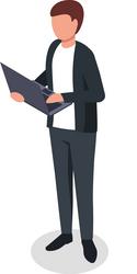 man working use laptop work with computer vector image
