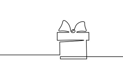 One continuous line art gift ribbon birthday Vector Image