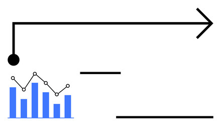 growth process with bar chart data points vector image