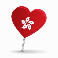 Hong Kong Flag Heart Map Pointer vector image