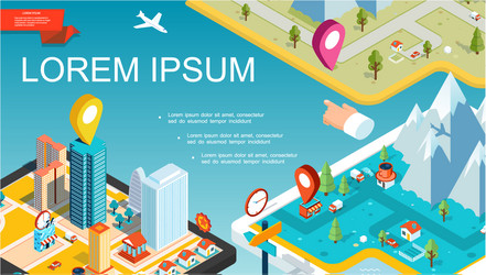 isometric mobile navigation system concept vector image