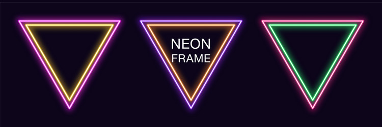 neon triangle frame set triangular border vector image