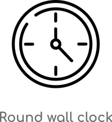 Outline round wall clock icon isolated black vector