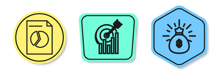set line document with graph chart target vector image
