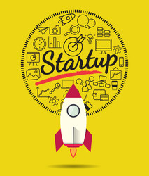 rocket for business start up concept vector