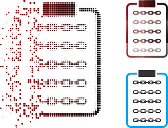 disintegrating pixel halftone blockchain list page vector image