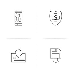 internet security simple linear icons set vector image