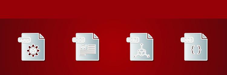 set max file document doc obj and css icon vector image