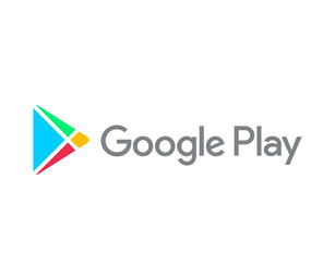 Google play brand logo symbol with name gray vector