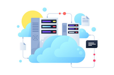 computer system using for cloud servers with sun vector image