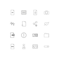 Files and folders sign linear thin icons set vector