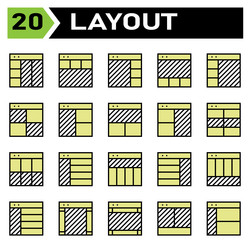 Layout icon set include grid dashboard vector