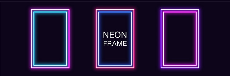 Neon rectangle frame set rectangular vector
