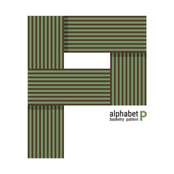 p - unique alphabet design with basketry pattern vector