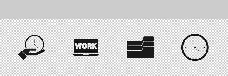 set clock laptop with text work document folder vector image