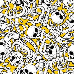 Skeleton background bones seamless pattern skull vector