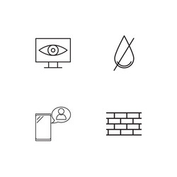 Cyber security linear icons set simple outline vector