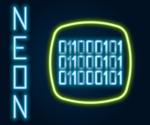 glowing neon line binary code icon isolated vector image