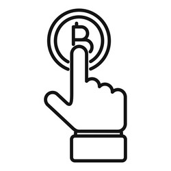 push button bitcoin icon outline device vector