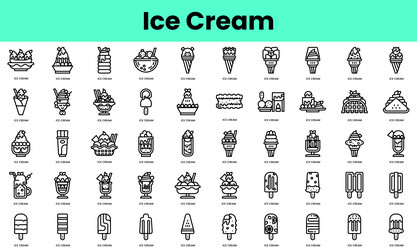 set of ice cream icons linear style icon bundle vector image