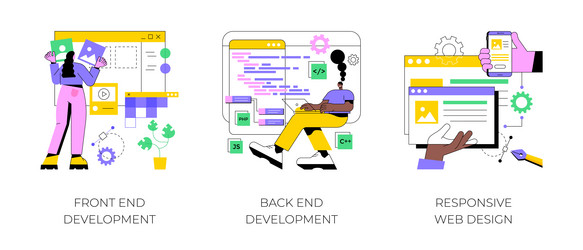 Web Development Concepts - Front & Back End vector