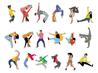 Hip Hop Breakdance Dancers Vector Image