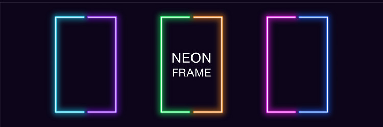 neon rectangle frame set rectangular vector image