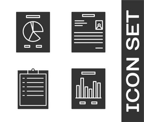 Set document with graph chart vector