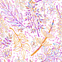 Seamless pattern with herbs plants and flowers vector