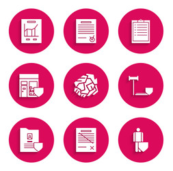 set crumpled paper ball delete file document vector image