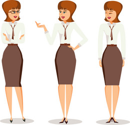 Set successful business woman in different poses vector