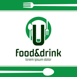 Letter u food and drink logo design restaurant vector