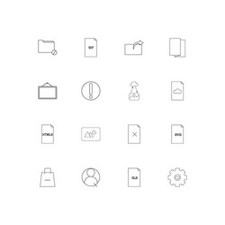 files and folders sign linear thin icons set vector image